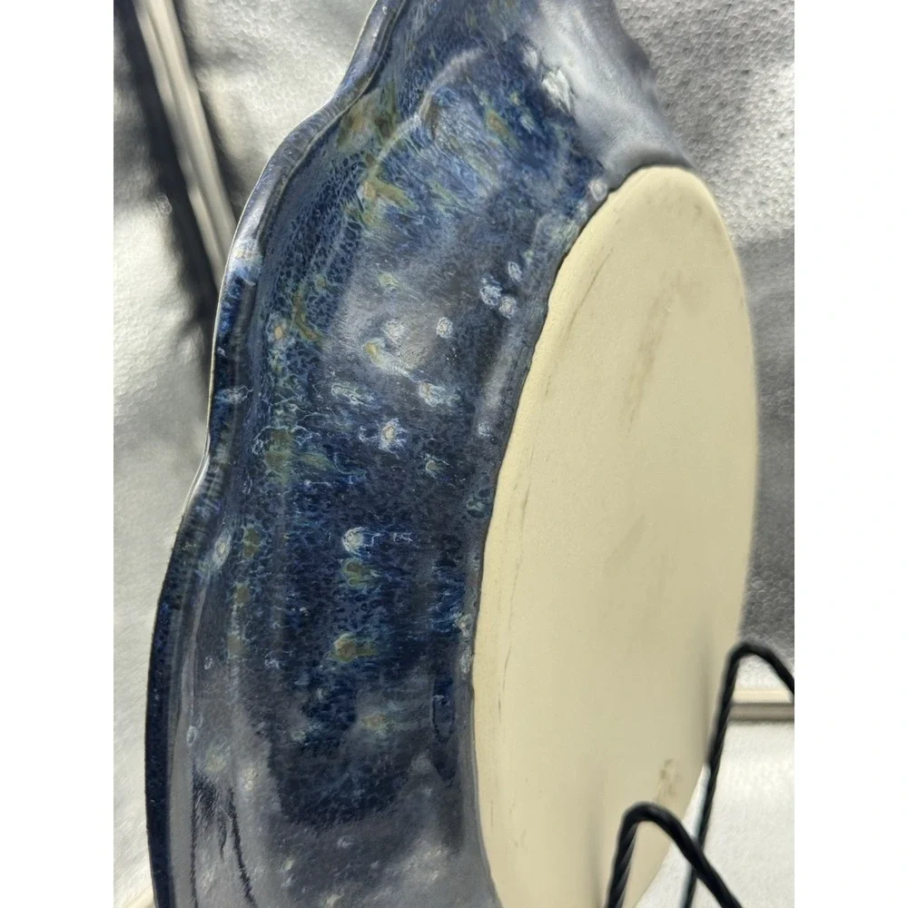 VTG‎ PKR Cobalt Hand Thrown Large Pottery Plate Desert Night Sky Stoneware